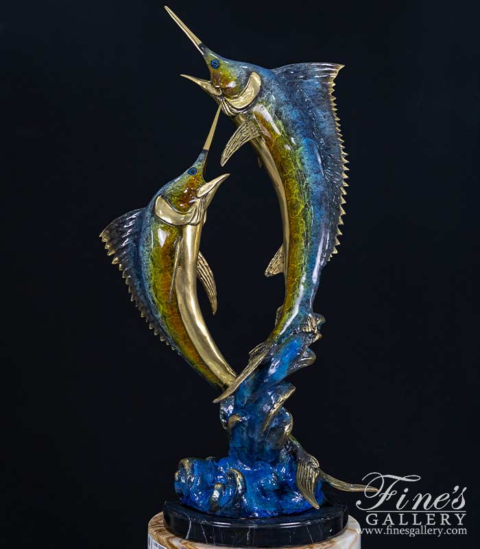 Bronze Statues  - Dueling Marlins Bronze Statue - BS-1324