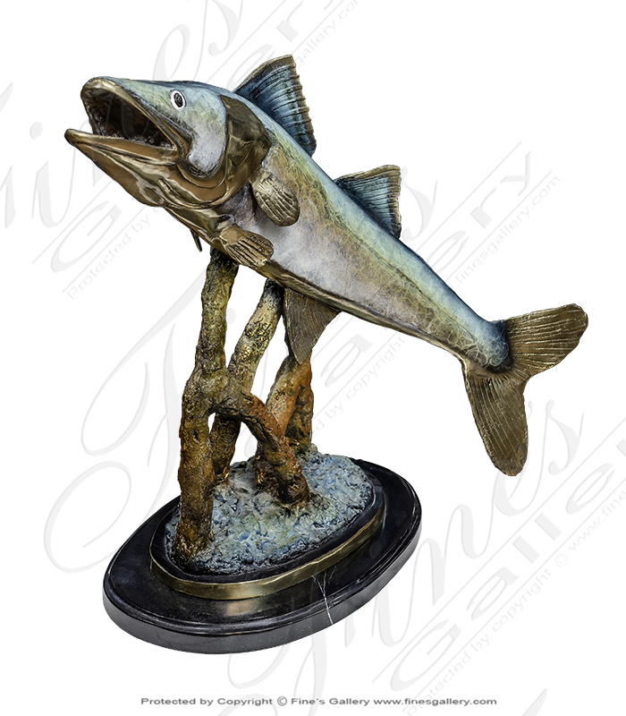 Sculpture Figurine Bronze Part Polished Pierced Fish