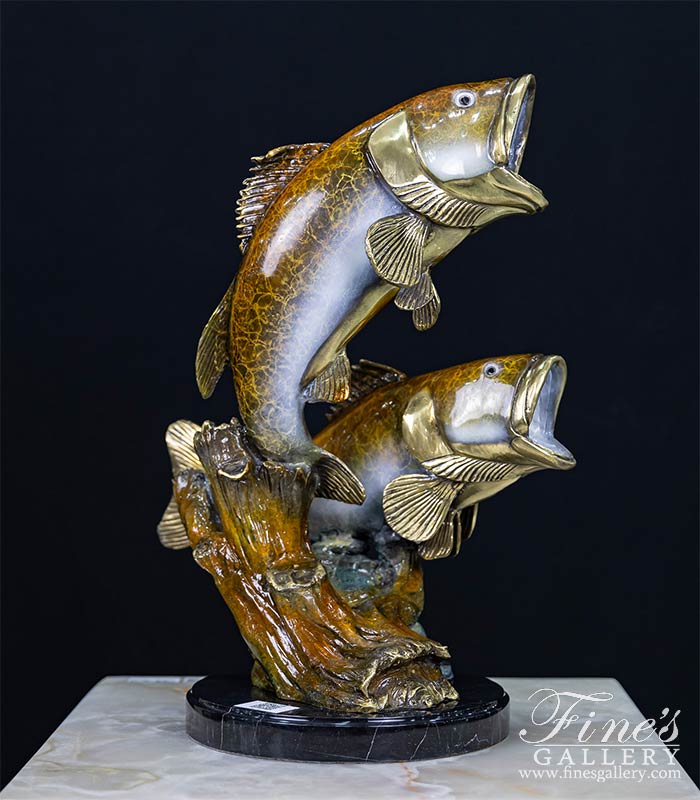 Bronze Statues - Bronze Fish Statue - Bass - BS-1330 - Fine's Gallery, LLC.