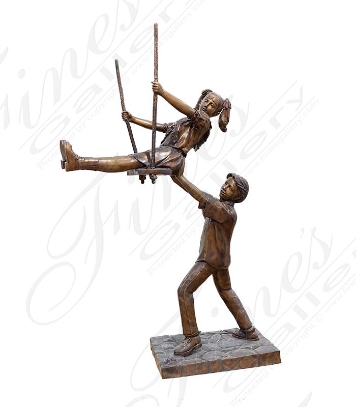 Bronze Statues  - Children Swinging Bronze Statue - BS-1336