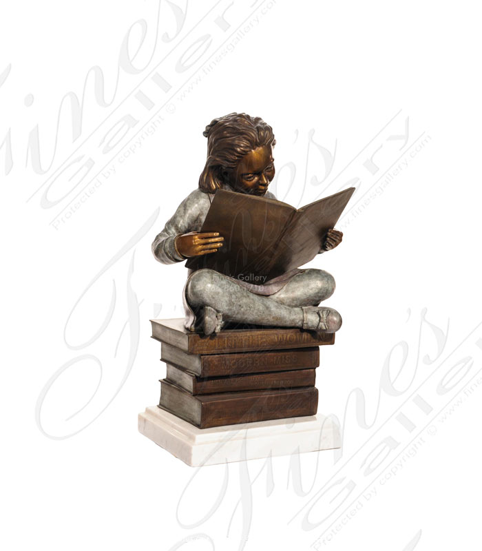 Young Child Reading Bronze Statue