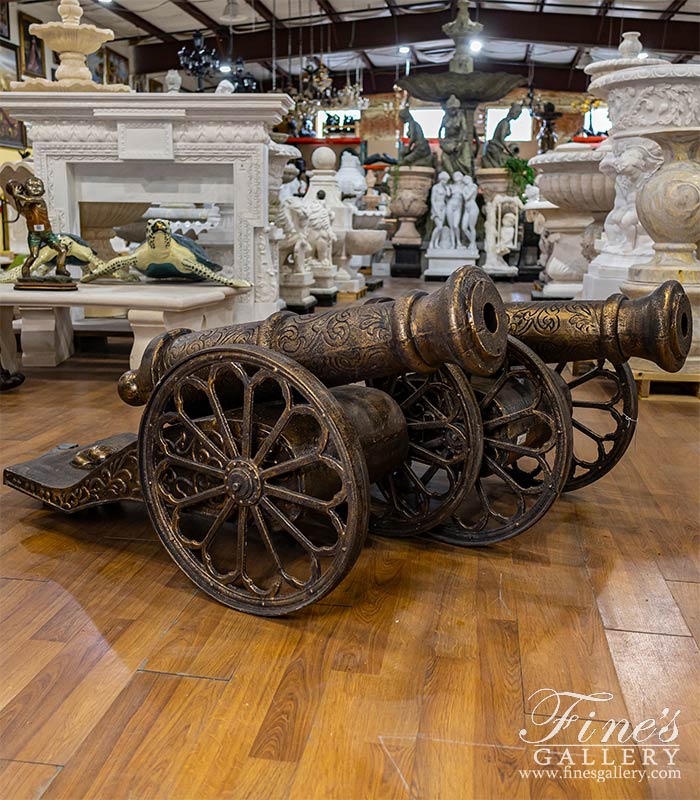 Bronze Statues  - Cast Iron Canon Pair - BS-1351