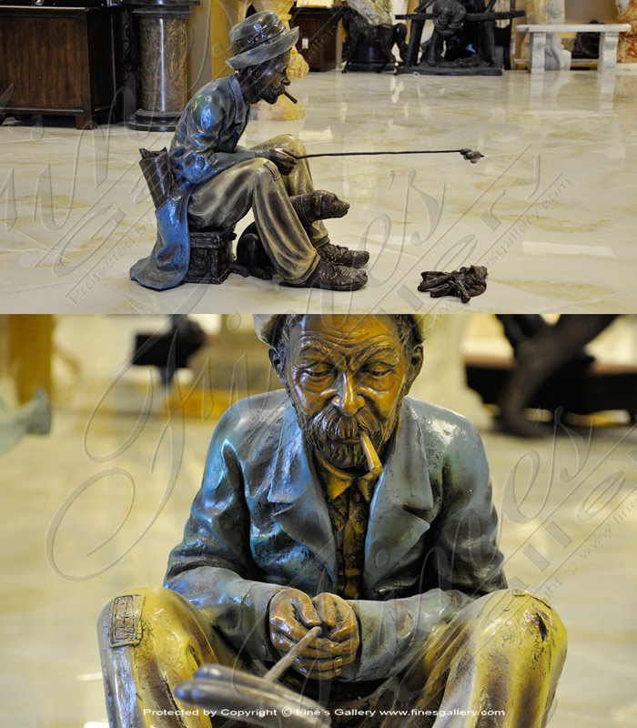 Bronze Statues  - Old Man Blue Bronze Statue - BS-1359
