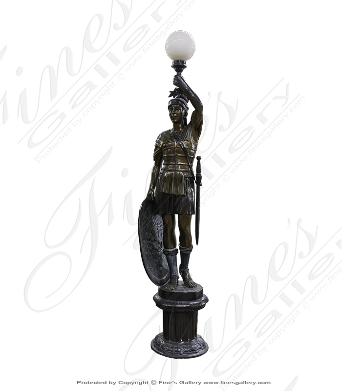 Bronze Statues  - Bronze Soldier Lamp Post - BS-1366