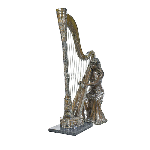 Bronze Statues  - Bronze Harp Player - BS-1376