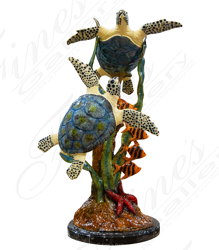 Search Result For Bronze Statues  - Bronze Sea Turtle And Tropical - BS-1400