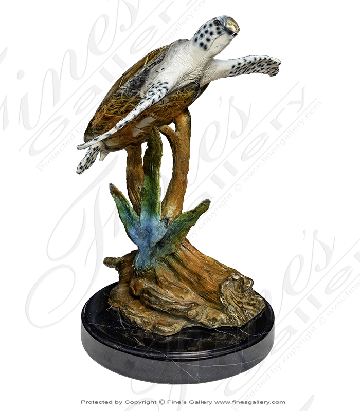 Bronze Statues  - Colorful Bronze Sea Turtle - BS-1404