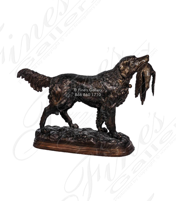 Bronze Statues  - Bronze Dog With Pheasant Statu - BS-1408