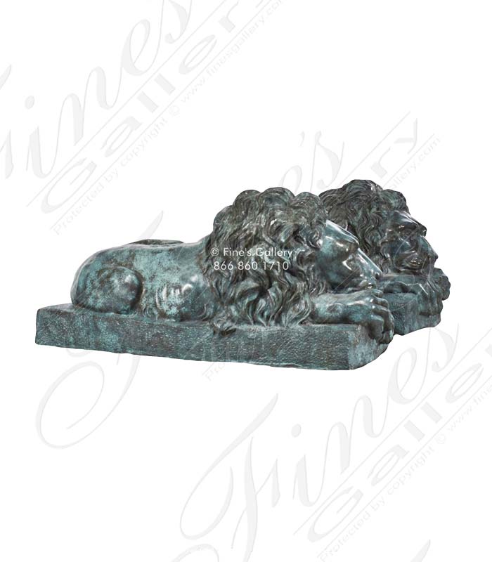 Marble Statues  - Sleeping Marble Lions - MS-1144