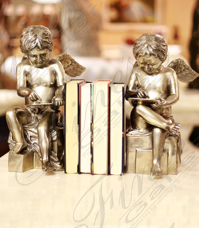 Bronze Statues  - Bronze Statue Cherub Bookends - BS-1418