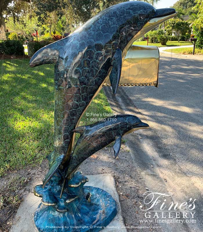 Bronze Statues  - Bronze Dolphin Mailbox - BS-1424