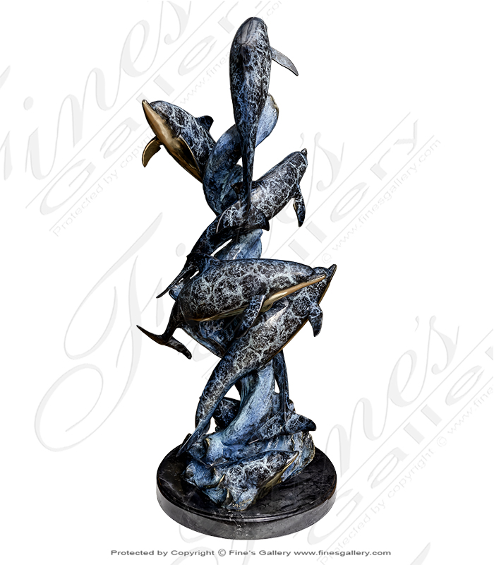 Bronze Statues  - Six Dolphins Sculpture - BS-1428