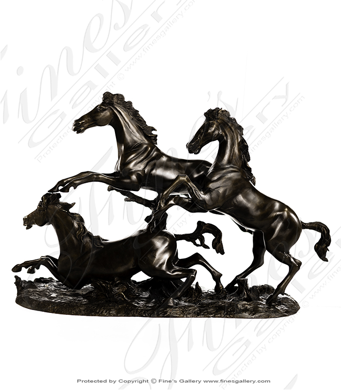 Three Bronze Horses Sculpture