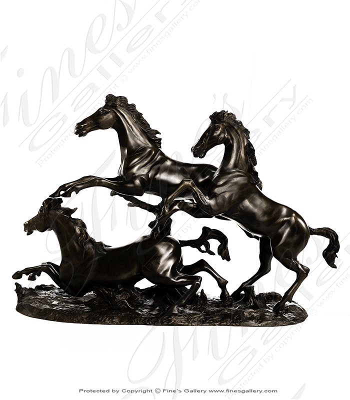 Bronze Statues  - Three Bronze Horses Sculpture - BS-1522