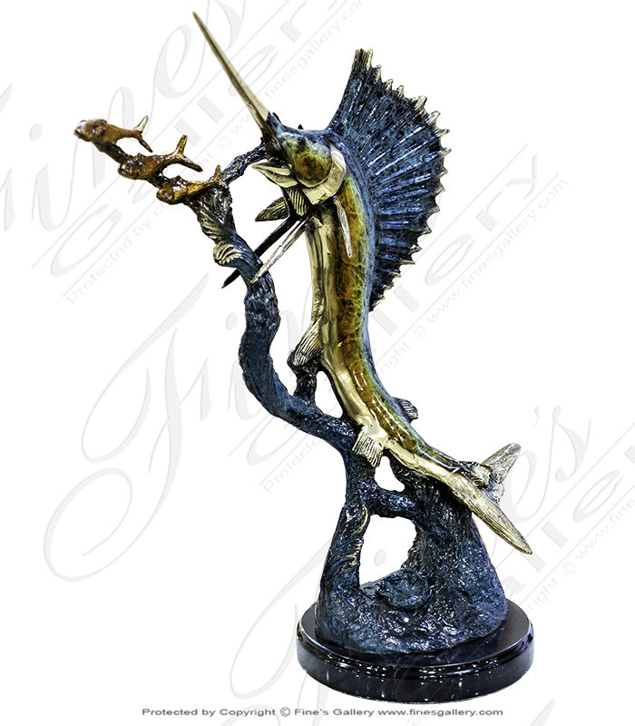 Search Result For Bronze Statues  - 18 Inch Tabletop Bronze Sailfish Sculpture - BS-1657