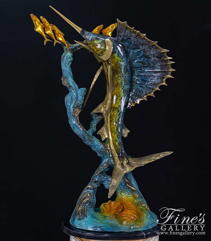 Search Result For Bronze Statues  - 18 Inch Tabletop Bronze Sailfish Sculpture - BS-1657