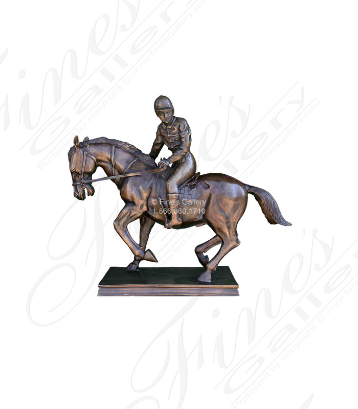 Bronze Statues  - Bronze Horse And Jockey Statue - BS-158