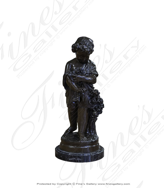 Bronze Child with Flowers