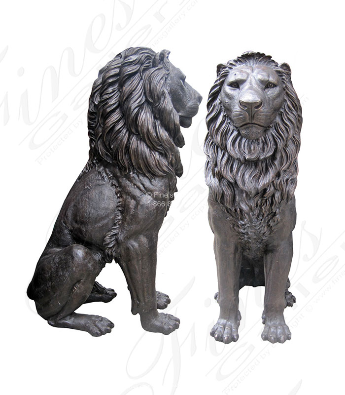 Bronze Statues  - Oversized Bronze Lion Pair - BS-1588