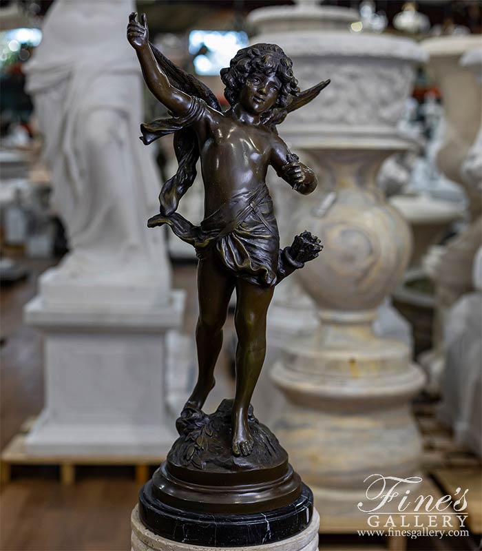 Bronze Statues  - Winged Cherub Boy - BS-1616