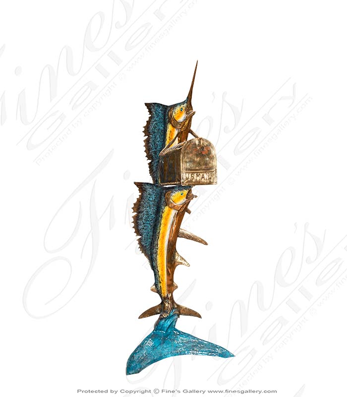 Search Result For Bronze Statues  - 18 Inch Tabletop Bronze Sailfish Sculpture - BS-1657