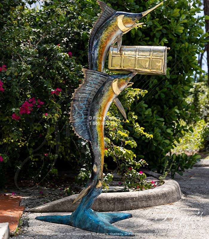 Bronze Statues  - Bronze Sailfish Mailbox - BS-1618