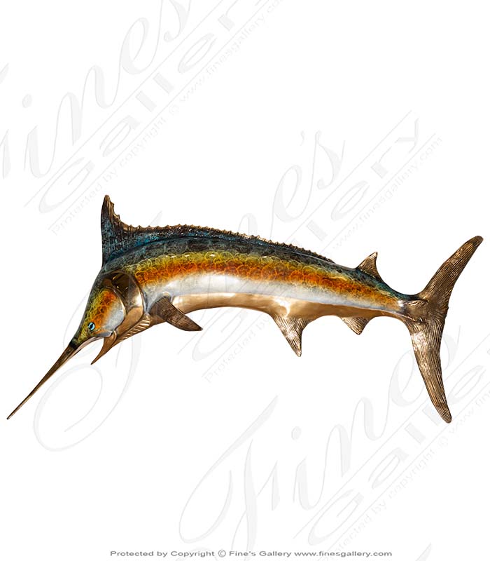 Bronze Statues  - Bronze Marlin Wall Mount - BS-1622