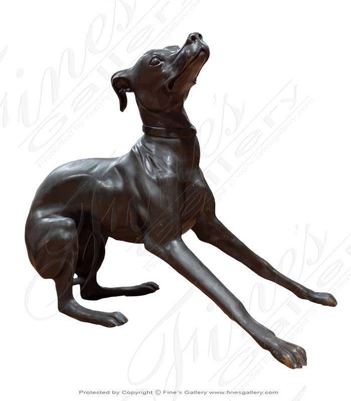 Bronze Statues  - Vintage Playful Pup Statue In Bronze - BS-1636