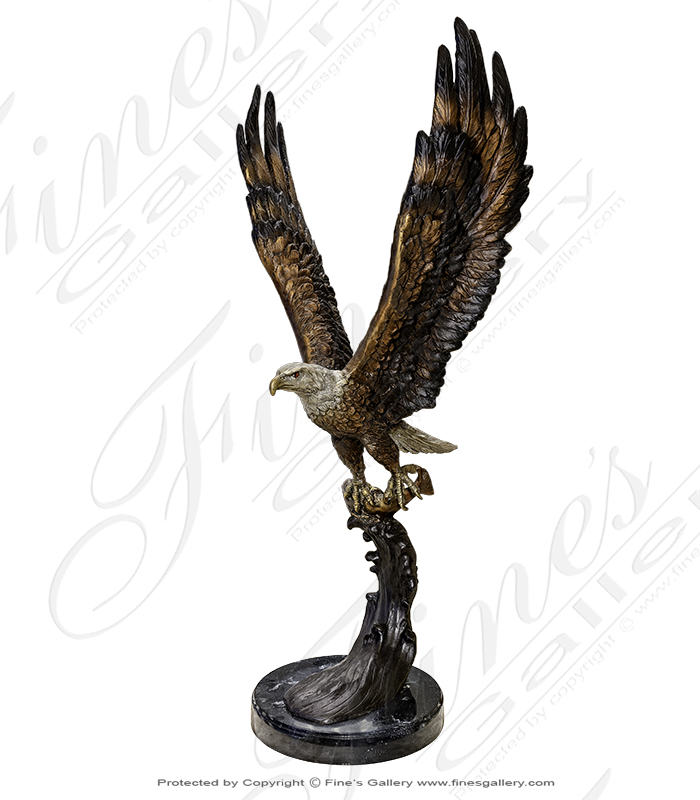 Bronze Statues  - Eagle Swoops For Fish Bronze Statue - BS-1638