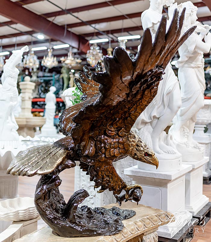 Bronze Statues  - Life Size Bronze Eagle With Brilliant Finish - BS-1641