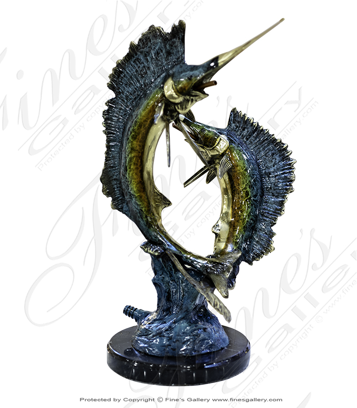 Search Result For Bronze Statues  - Dueling Sailfish Bronze Statue - BS-1650