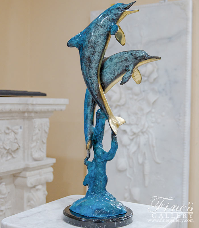 Bronze Statues  - Table Top Bronze Dolphin Statue - BS-1651