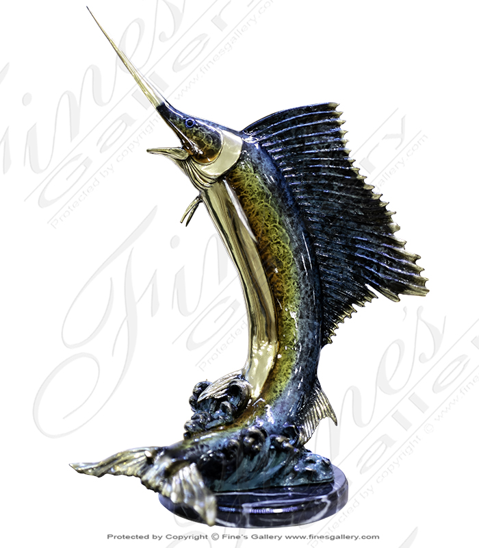 Search Result For Bronze Statues  - 18 Inch Tabletop Bronze Sailfish Sculpture - BS-1657