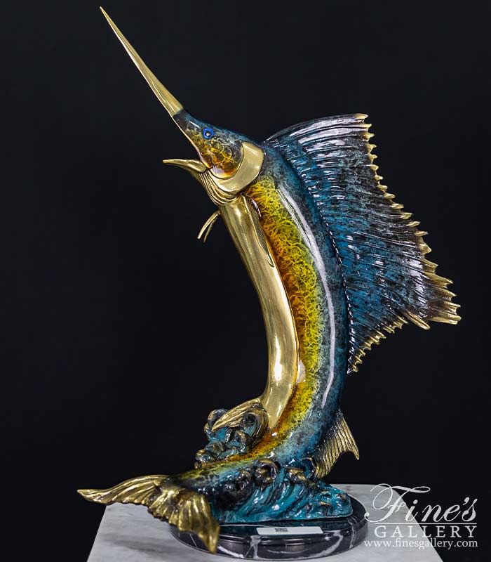 Search Result For Bronze Statues  - Aqua Marine Blue Bronze Dolphins Sculpture - BS-1655