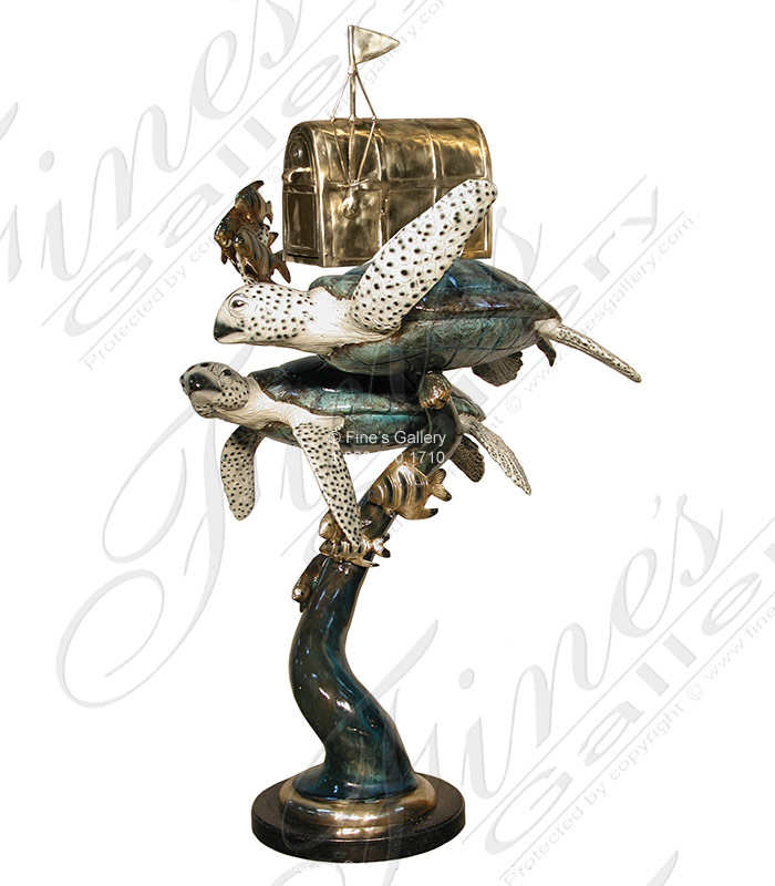 Bronze Statues  - Sea Turtles Mailbox In Brilliant Blue - BS-1659