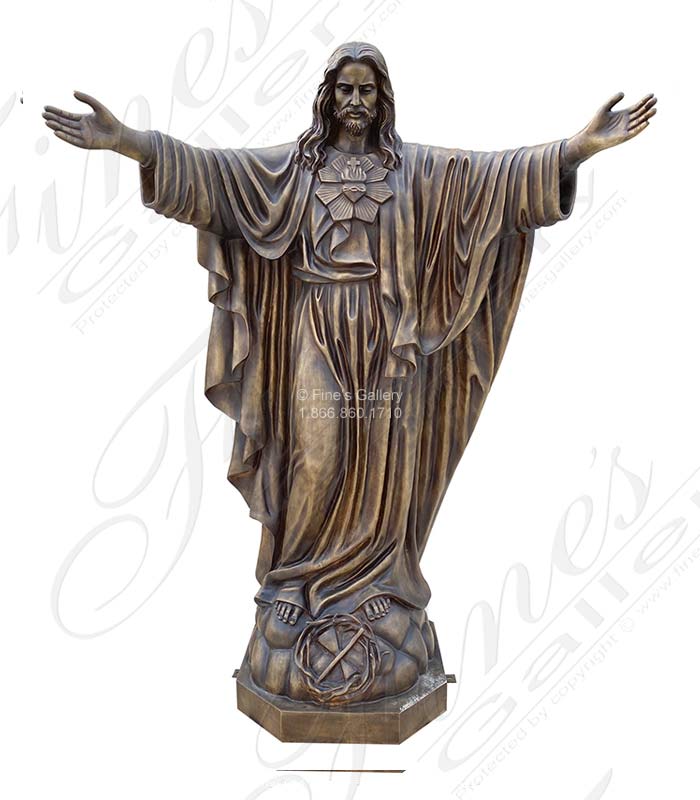 Bronze Statues  - Sacred Heart Of Jesus Statue In Bronze - BS-1687