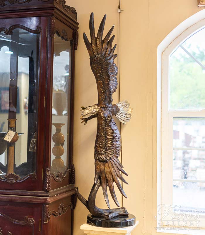Soaring Eagle Bronze Statue with Marble Plynth