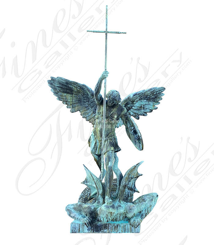 Bronze Statues  - St Michael In Patina Bronze Finish - BS-1706