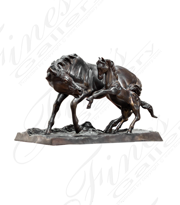 Mare with Foal Bronze Statue