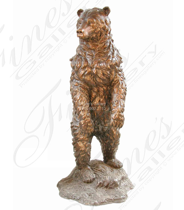 82 Inch Tall Standing Bear Statue in Classic Bronze