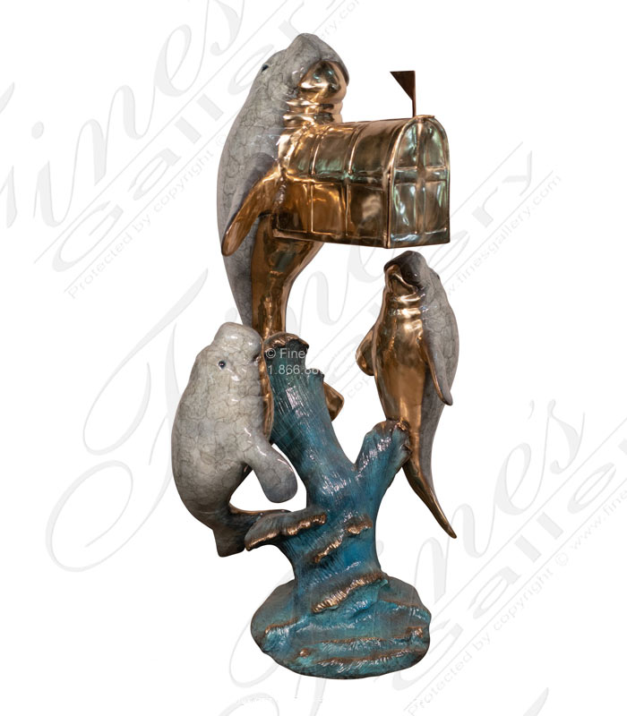 Bronze Statues  - Bronze Manatee Mailbox - BS-1715