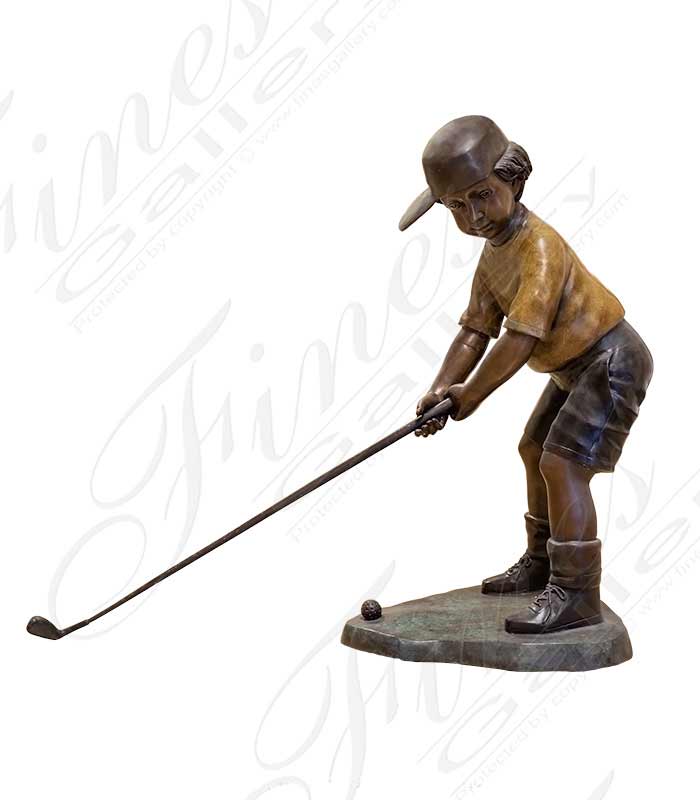 Bronze Statues  - Bronze Statue Of Young Golfer - BS-193