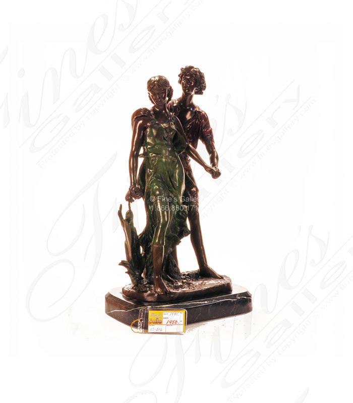 Young Lovers with Rose Bronze Statue