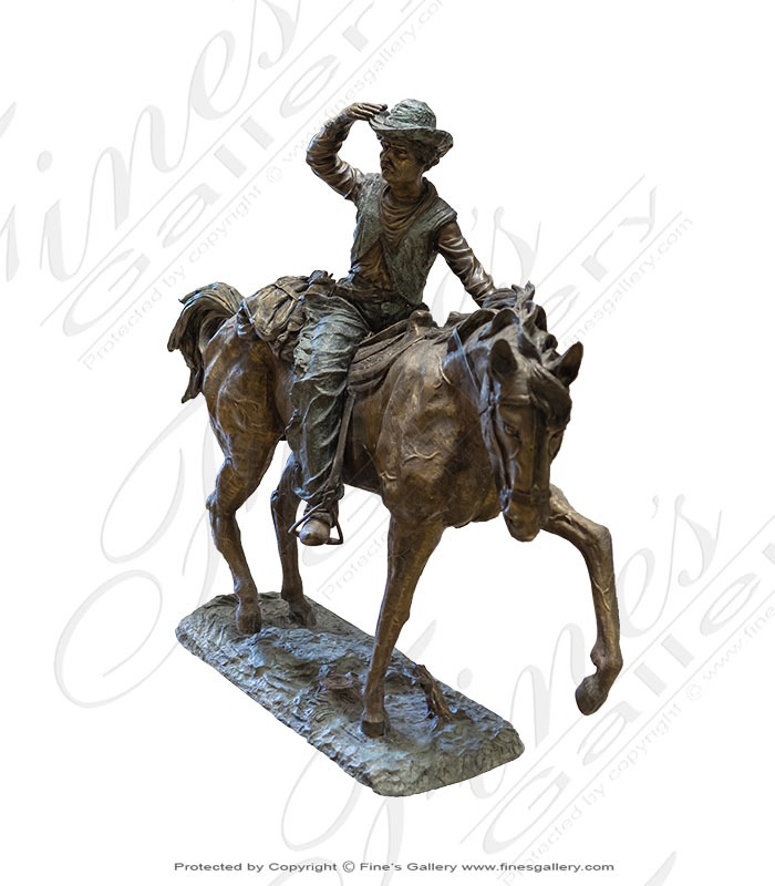 Bronze Statues  - Bronze Cowboy With Horse Statue - BS-232