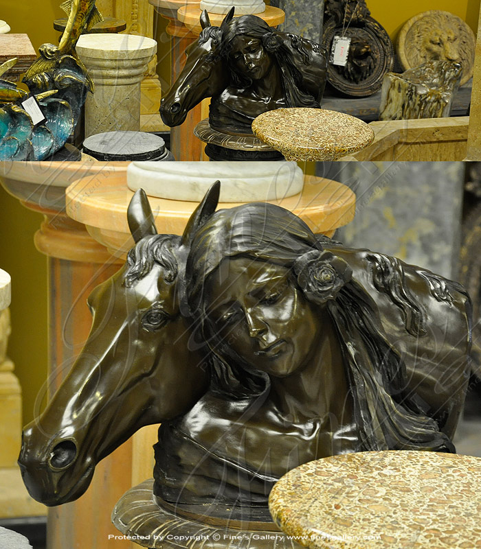Bronze Statues  - Bronze Girl With Horse Statue - BS-233