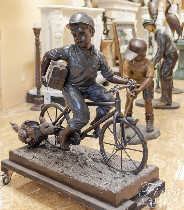 Bronze Child Riding Bicycle Statue