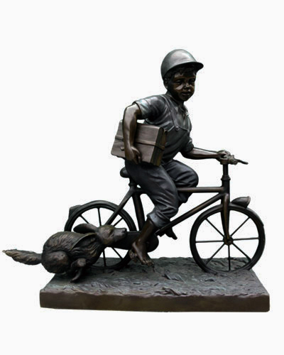 Bronze Statues  - Bronze Child Riding Bicycle Statue - BS-341