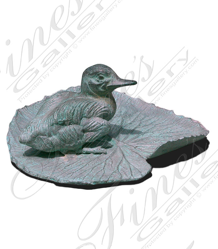 Bronze Statues  - Bronze Duckling On Lily Pad Statue - BS-353
