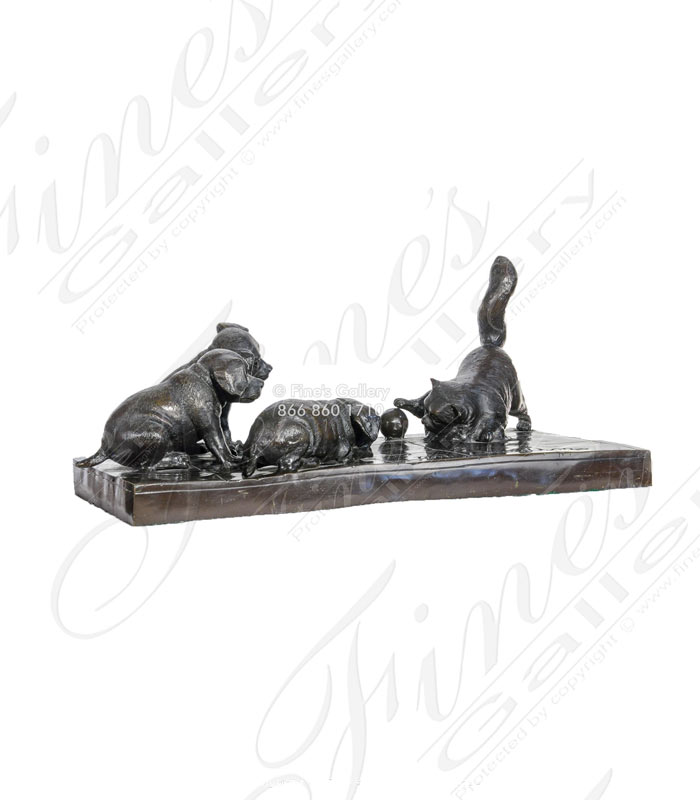 Bronze Statues  - Three Puppies At Play Bronze Statue - BS-357