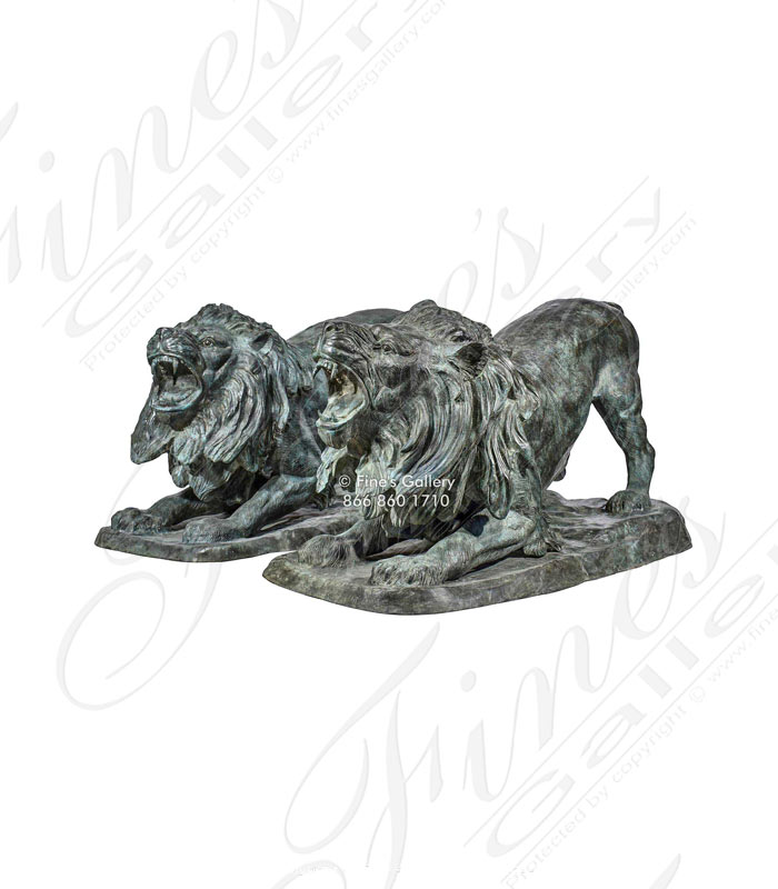 Bronze Statues  - Gaurdian Bronze Lion Statues - BS-361